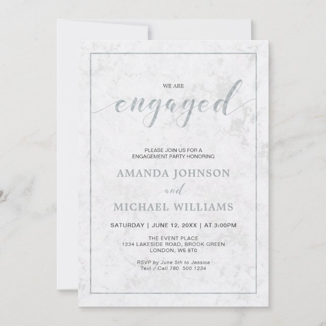 Invitation Marbre | Simple partie d'engagement en typographie (Devant)