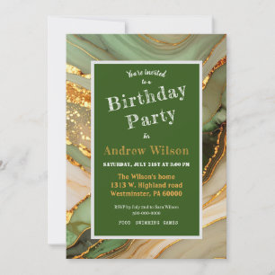Invitation Marbre Vert Et Or