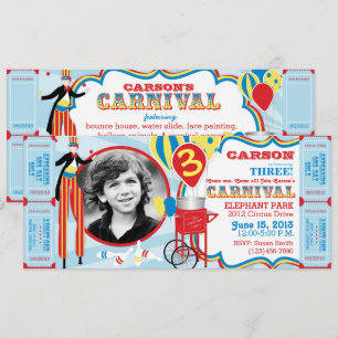 Invitation Marche Carnival Circus Stilt Anniversaire