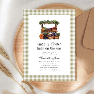 Invitation Marché de fermier gingham Baby Shower 'Cultivé loc