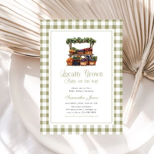 Invitation Marché de fermier gingham de bébé local