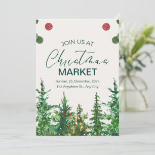 Invitation Marché de Noël Vert Beige