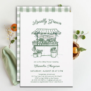 Invitation Marché de producteurs locaux Baby Shower Vert Saug