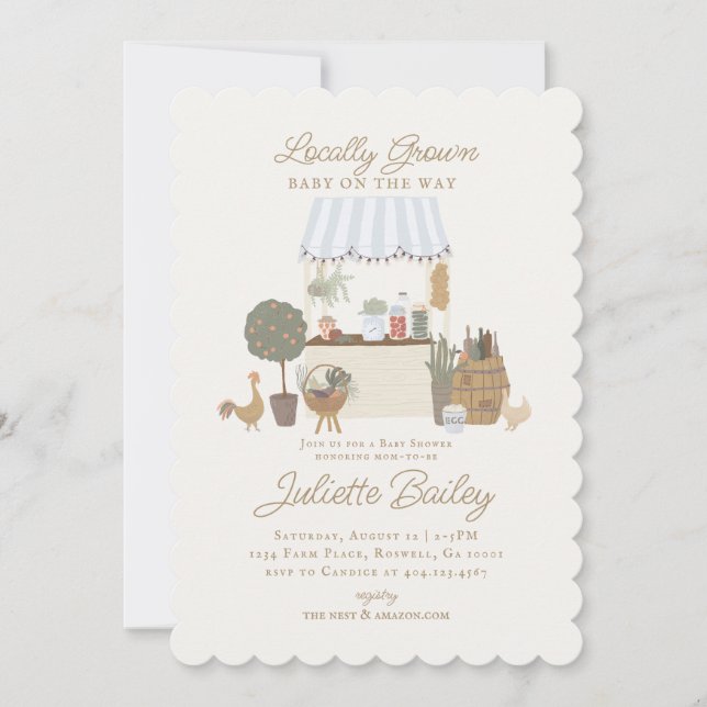 Invitation Marché des fermiers bleus Baby shower agricole Inv (Devant)