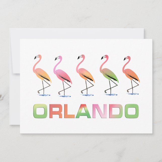 Invitation Marche des Flamants roses tropicaux d'ORLANDO (Devant)