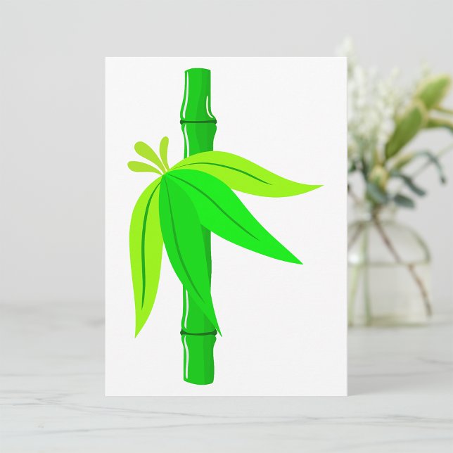 Invitation Marche en bambou vert avec Feuilles tropicaux (Créateur téléchargé)