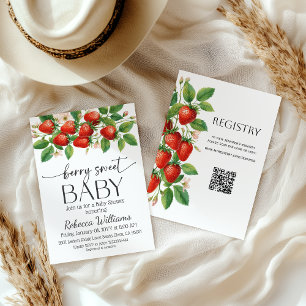 Invitation Marché Rustique Fête de Bébé aux Fraises Sucrée