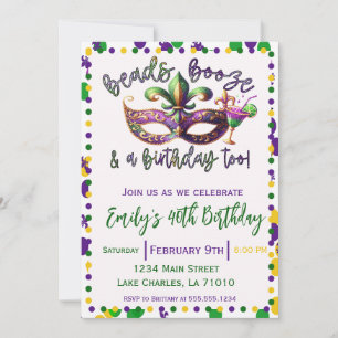 Invitation Mardi Gras Anniversaire Thématique