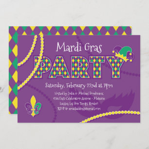 Invitation Mardi Gras Beads