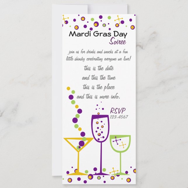 Invitation Mardi Gras Cocktails (Devant)