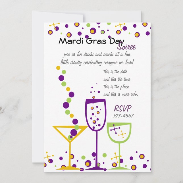 Invitation Mardi Gras Cocktails (Devant)