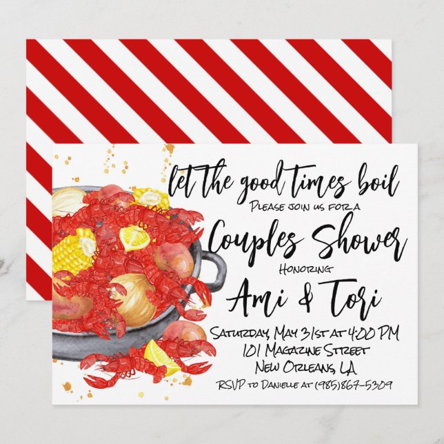 Invitation Mardi Gras Crawfish (Devant / Derrière)