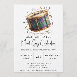 Invitation Mardi Gras Festive Drum Celebration