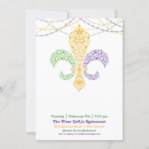 Invitation Mardi Gras Fleur De Lis Party 2