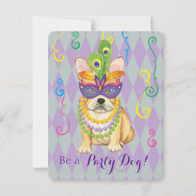 Invitation Mardi Gras Frenchie (Devant)
