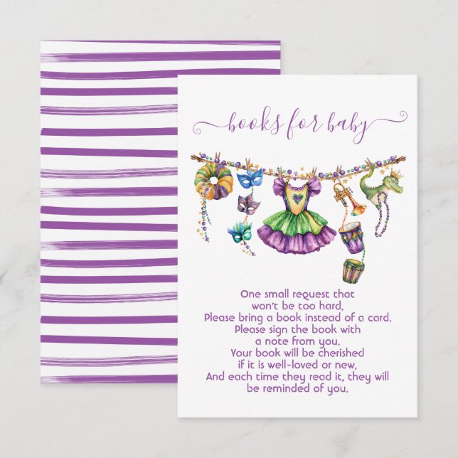 Invitation Mardi Gras Girl Clothesline livres pour bébé (Devant / Derrière)