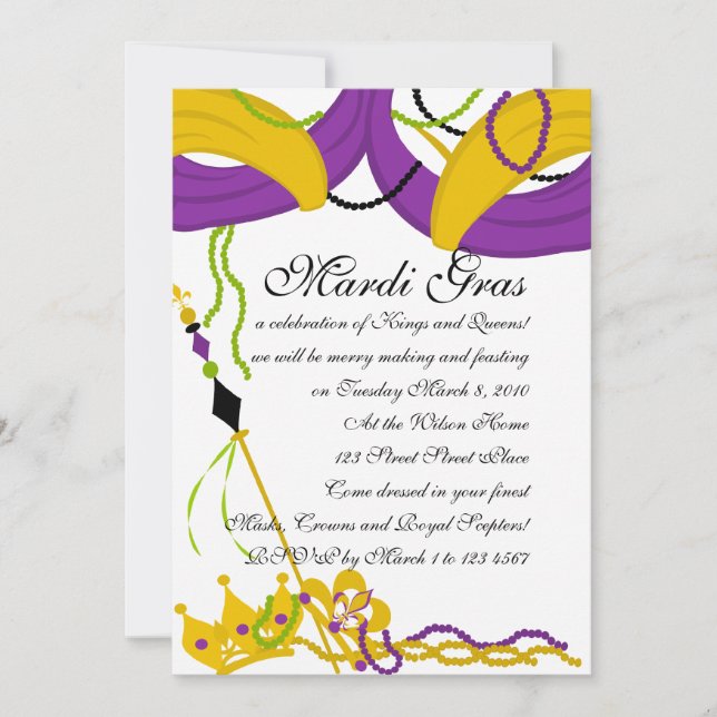 Invitation Mardi Gras King's Court (Devant)