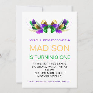 Invitation Mardi Gras Krewe Coquette Arc Premier Anniversaire