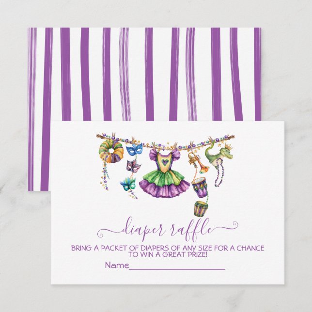 Invitation Mardi Gras, linge de toilette Fille Refle card (Devant / Derrière)