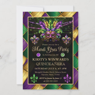 Invitation Mardi Gras Mascarade Quinceañera