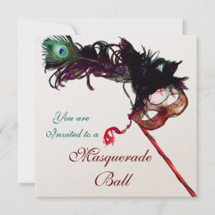 Invitation MARDI GRAS MASQUERADE BALL Champagne blanc noir