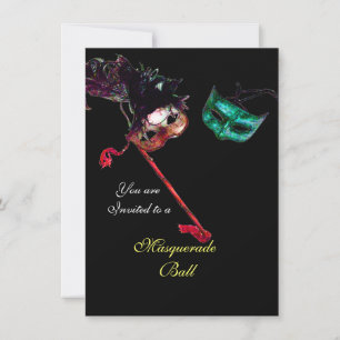 Invitation MARDI GRAS MASQUERADE BALL, noir rsvp