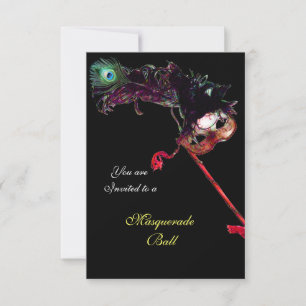 Invitation MARDI GRAS MASQUERADE BALL, noir rsvp