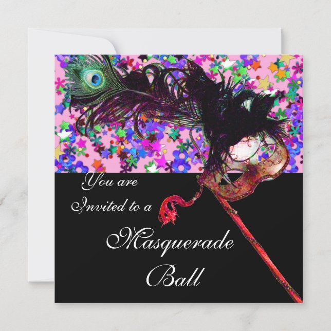 INVITATION MARDI GRAS MASQUERADE & CONFETTI (Devant)