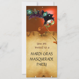 Invitation MARDI GRAS MASQUERADE PARTI, Jaune Orange