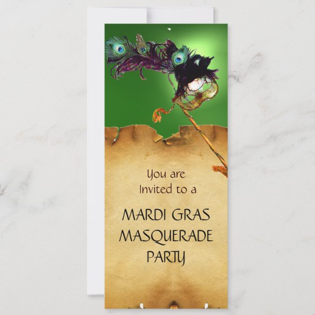 Invitation MARDI GRAS MASQUERADE PARTI, Jaune vert (Devant)