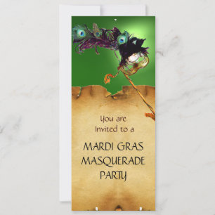 Invitation MARDI GRAS MASQUERADE PARTI, Jaune vert