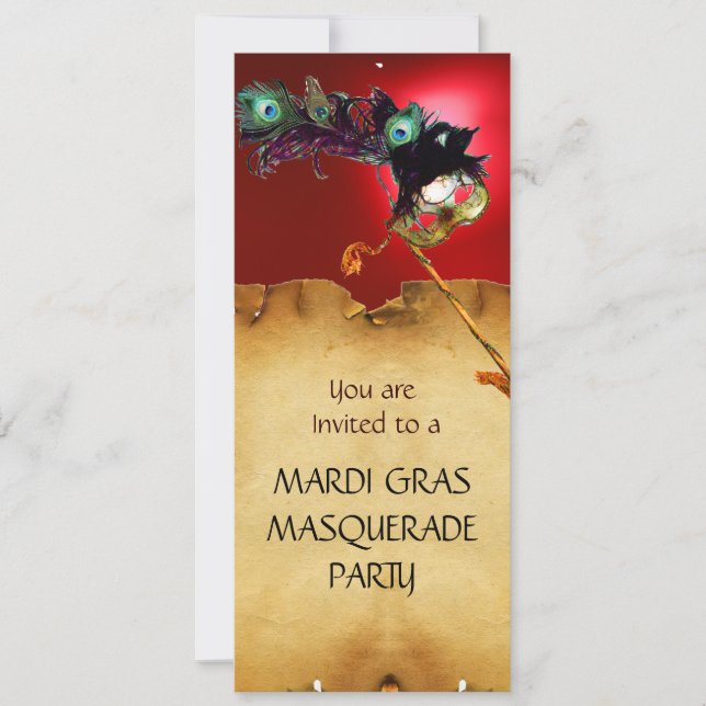 Invitation MARDI GRAS MASQUERADE PARTY, rouge (Devant)