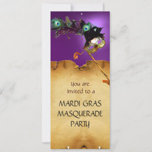 Invitation MARDI GRAS MASQUERADE PARTY, violet rouge