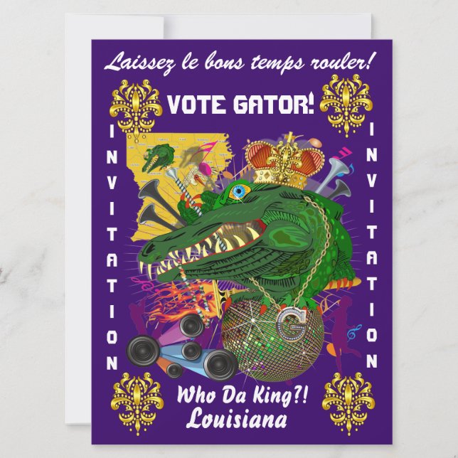 Invitation Mardi Gras Party Meilleure vue grand S'il vous pla (Devant)