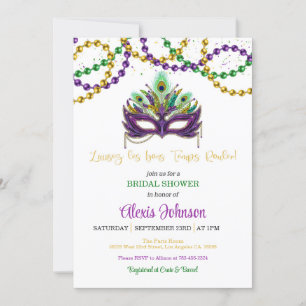 Invitation Mardi Gras Perles d'invitation à la douche nuptial