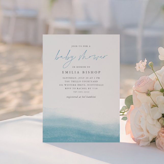 Invitation Marées de récif Baby shower d'aquarelle côtière (Créateur téléchargé)