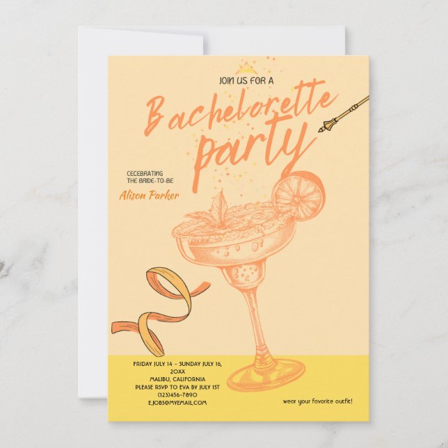 Invitation Margarita Cocktail Bachelorette Party (Devant)