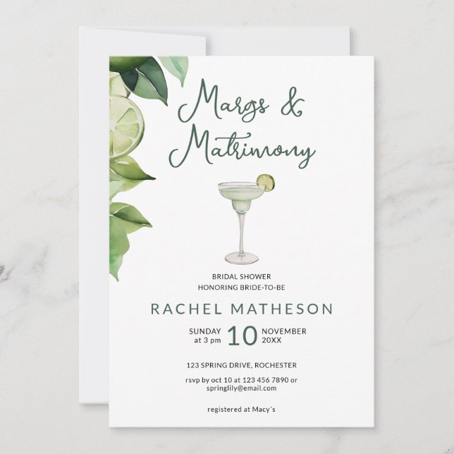Invitation margarita et douche matrimoniale (Devant)