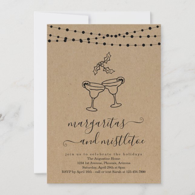 Invitation Margarita et Mistletoe Fête de Noël (Devant)