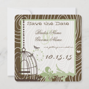 Invitation Margarita Green Wood Grain Bird Cage Enregistrer l
