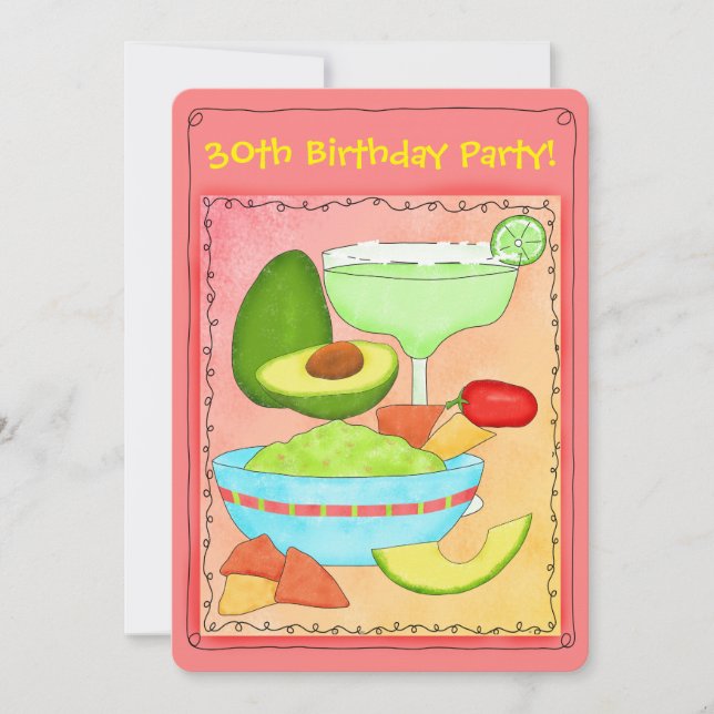 Invitation Margarita Guacamole 30e anniversaire de fête Invit (Devant)