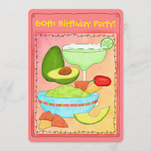 Invitation Margarita Guacamole 60e anniversaire de fête Invit