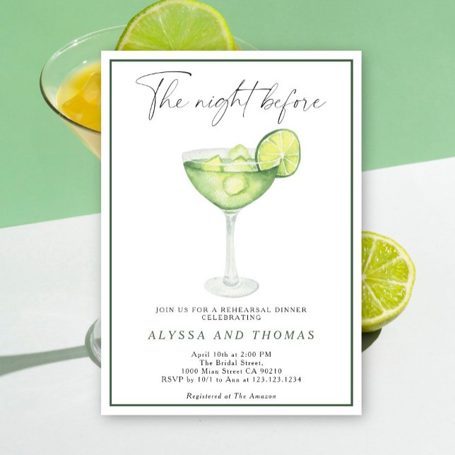 Invitation Margarita Lime La nuit avant le dîner de répétitio (Créateur téléchargé)