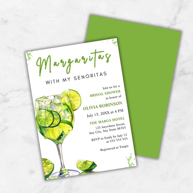 Invitation Margaritas avec ma Fête des mariées Senoritas Fies (Margaritas with my Senoritas Fiesta Bridal Shower Invitation )