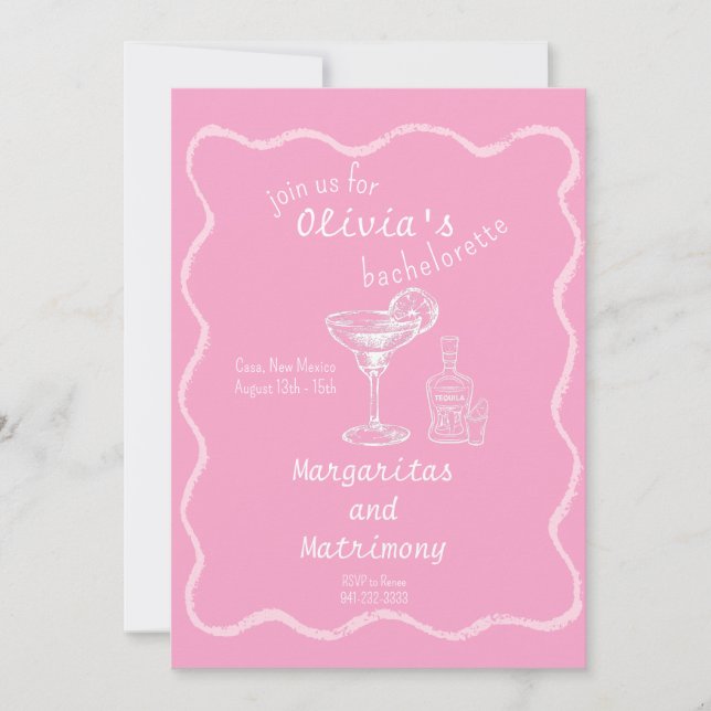 Invitation Margaritas et le week-end de bachelorette Matrimon (Devant)