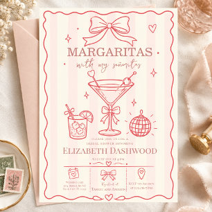 Invitation Margaritas piscine gribouillage Fête Cocktail Mari