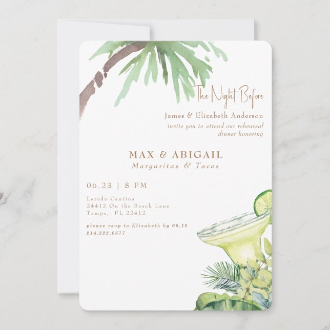 Invitation Margaritas & Tacos La Nuit Avant Le Tropical (Devant)