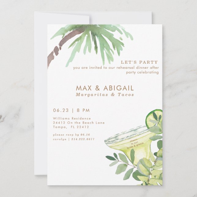 Invitation Margaritas & Tacos Tropical Après Partie II (Devant)