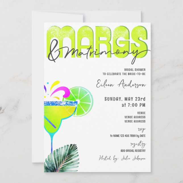Invitation Marges & Mariage Chic Tequila Fête des mariées (Devant)