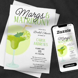 Invitation Marges & Mariage Fête des mariées verte tropicale